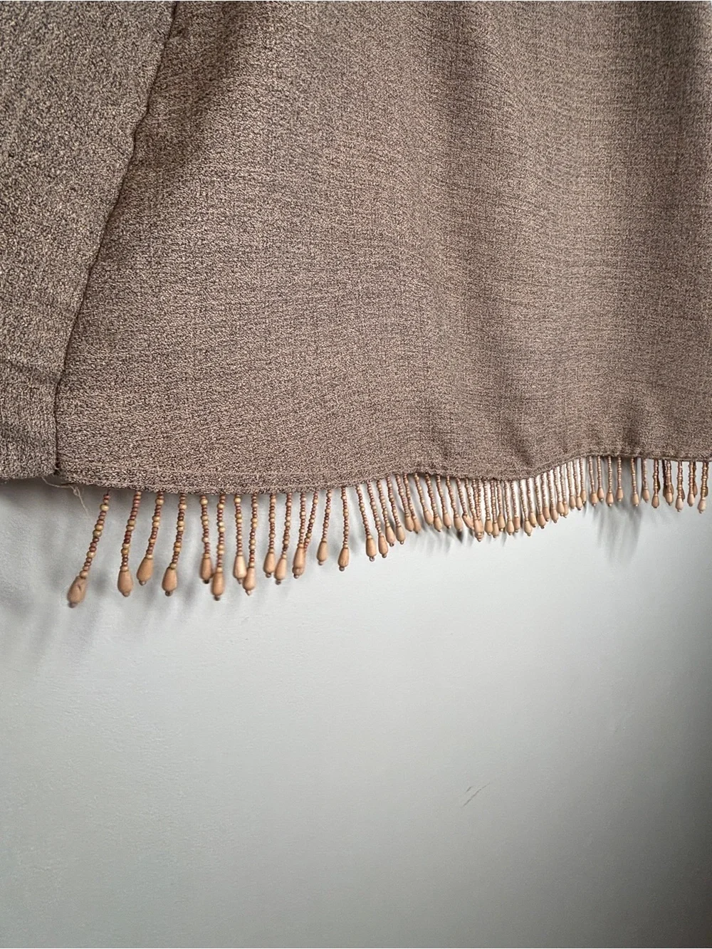 Vintage Boho Beaded Cafe Curtain / Valance Pair